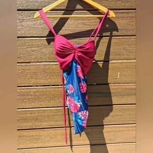 Women's One Piece Blue And Red bathing Suit - size Large